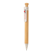 Bamboo pen with wheatstraw clip, white