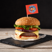 Hamburger- en sandwichprikkers-kleine oplages digitaal geprint in zwart
