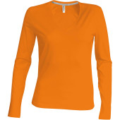 Dames t-shirt V-hals lange mouwen Orange XXL