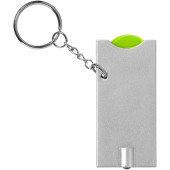 Allegro LED sleutelhanger met munthouder en lampje - Lime/Zilver