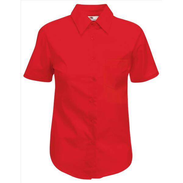 FOTL Lady-Fit Shortsleeve Poplin Shirt, Red, XS