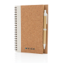 Cork spiral notebook with pen, white