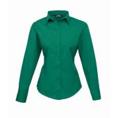 Ladies Long Sleeve Poplin Blouse, Emerald, 22, Premier