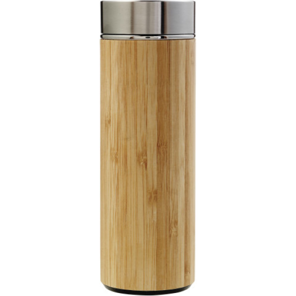 Bamboo and stainless steel double walled bottle