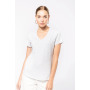 Dames T-shirt V-hals Korte Mouwen Ash Heather S