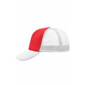 MB070 5 Panel Polyester Mesh Cap - red/white - one size