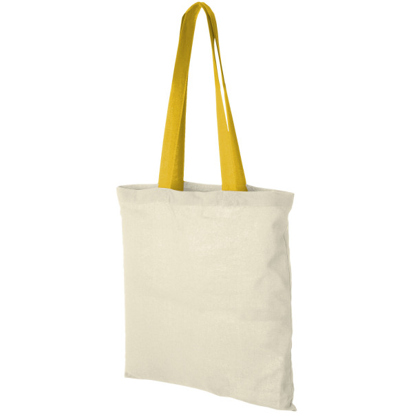 Nevada 100 g/m² cotton tote bag coloured handles 7L - Natural/Yellow
