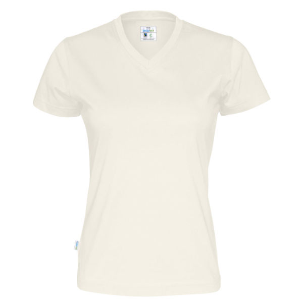 T-Shirt V-Neck Lady Off White XL (GOTS)