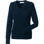 Ladies' V-neck Knitted Pullover French Navy S