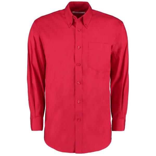 Premium Long Sleeve Classic Fit Oxford Shirt, Red, 14.5, Kustom Kit