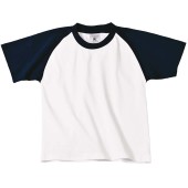 Kids' Base-ball T-shirt White / Navy 3/4 ans
