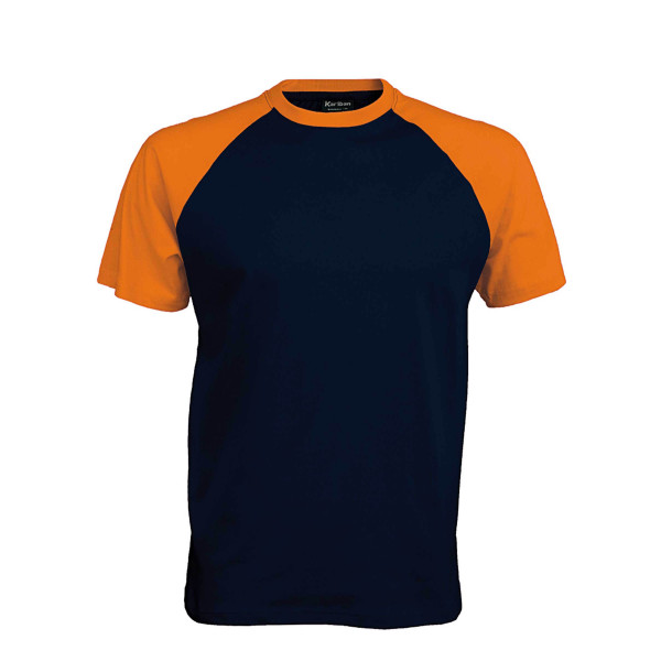 Baseball - Tweekleurig t-shirt Navy / Orange L