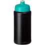 Baseline 500 ml recycled sport bottle - Solid black/Aqua blue