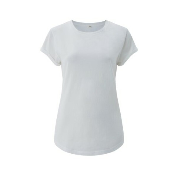 WOMEN'S ROLLED SLEEVE T-SHIRT Stone Wash White S