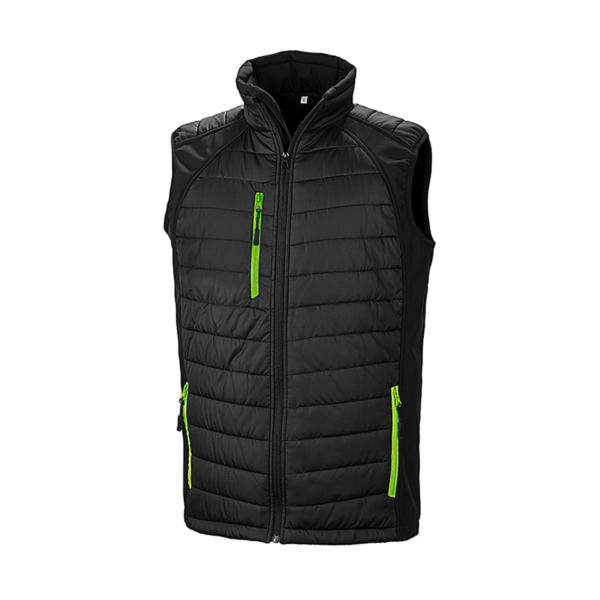 Compass Padded Softshell Gilet - Black/Lime - 2XL