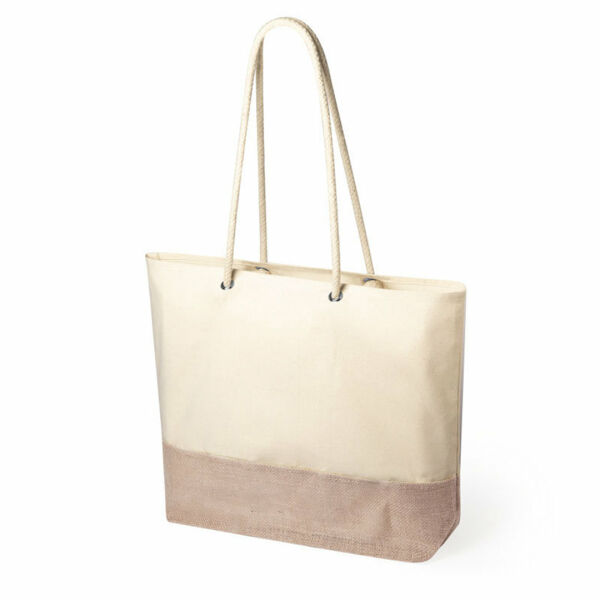 Strandtas naturel | Jute en katoen | Origineel zomergeschenk