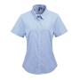 Ladies Gingham Short Sleeve Shirt, Light Blue/White, XXL, Premier
