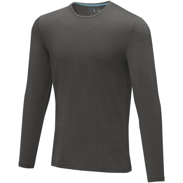 Ponoka long sleeve men's GOTS organic t-shirt - Storm grey - XS