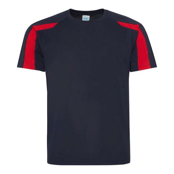AWDis Cool Contrast Wicking T-Shirt, French Navy/Fire Red, L, Just Cool
