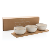 Ukiyo 3-delig serveerset met bamboe tray, wit, zwart