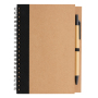 Kraft spiraal notitieboekje met pen, zwart