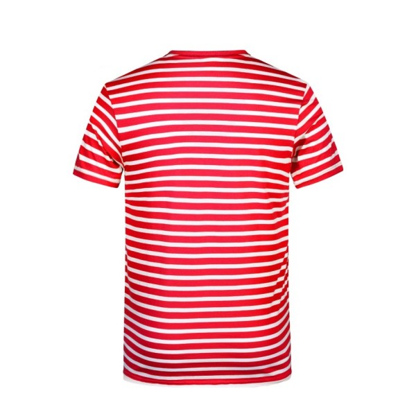8028 Men's T-Shirt Striped rood/wit S