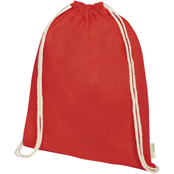 Orissa 100 g/m² GOTS organic cotton drawstring backpack 5L - Red