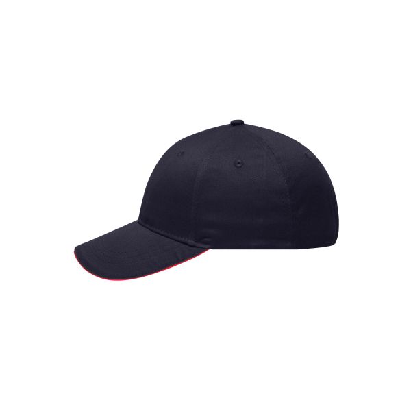 MB6212 6 Panel Brushed Sandwich Cap navy/rood one size