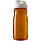 H2O Active® Pulse 600 ml sportfles en infuser met flipcapdeksel - Transparant oranje/Wit
