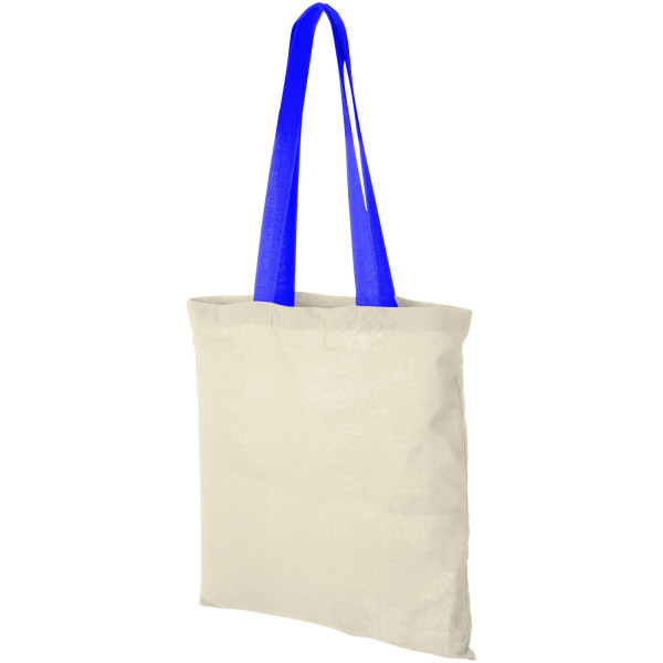 Nevada 100 g/m² cotton tote bag coloured handles 7L - Natural/Process blue