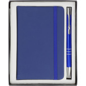 PU notitieboek met aluminium balpen Joshua blauw