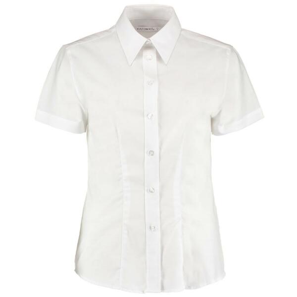 Ladies Short Sleeve Tailored Workwear Oxford Shirt, White, 22, Kustom Kit