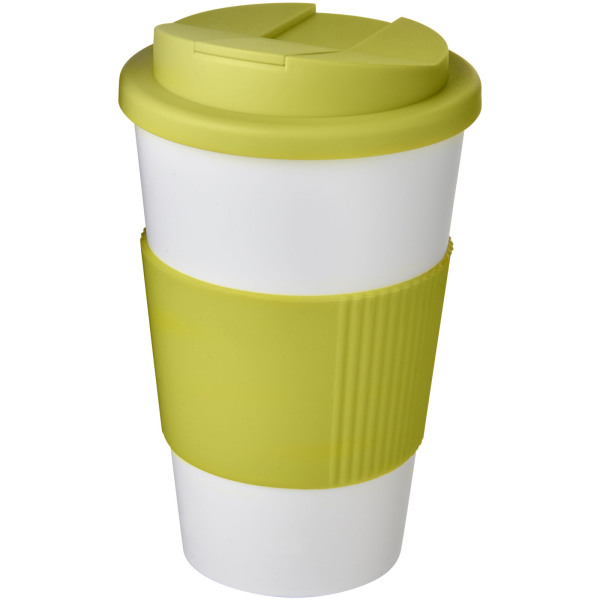 Americano® 350 ml tumbler with grip & spill-proof lid - White/Lime