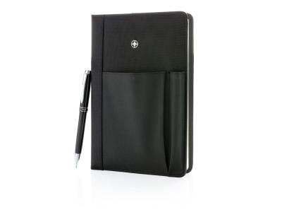 Swiss Peak hervulbaar notitieboek en pen set, zwart Swiss Peak hervulbaar notitieboek en pen set, zwart