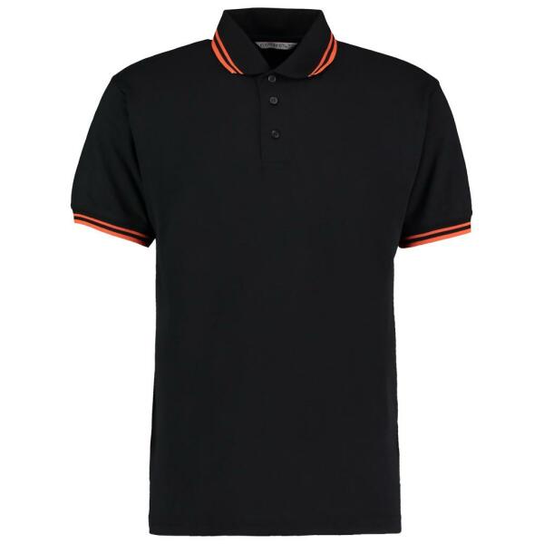 Contrast Tipped Poly/Cotton Piqué Polo Shirt, Black/Orange, XXL, Kustom Kit