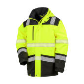 Printable Waterproof Softshell Safety Coat - Fluorescent Yellow/Black