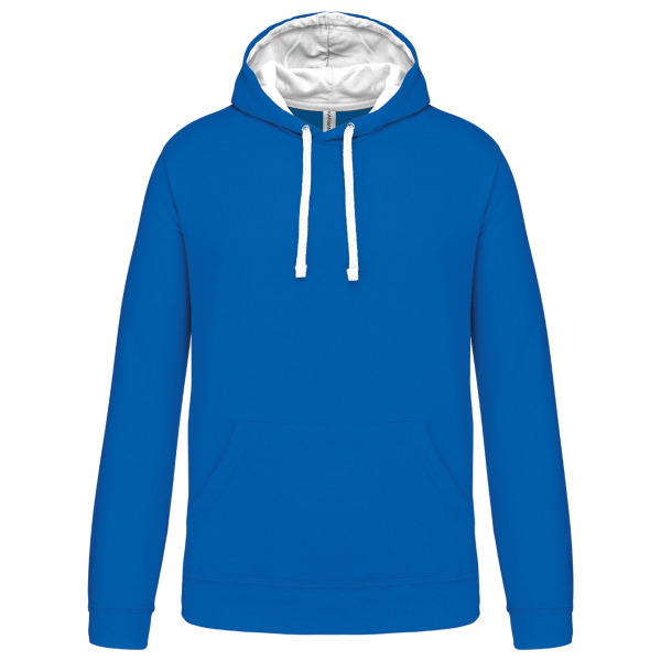 Hooded sweater met gecontrasteerde capuchon Light Royal Blue / White 4XL