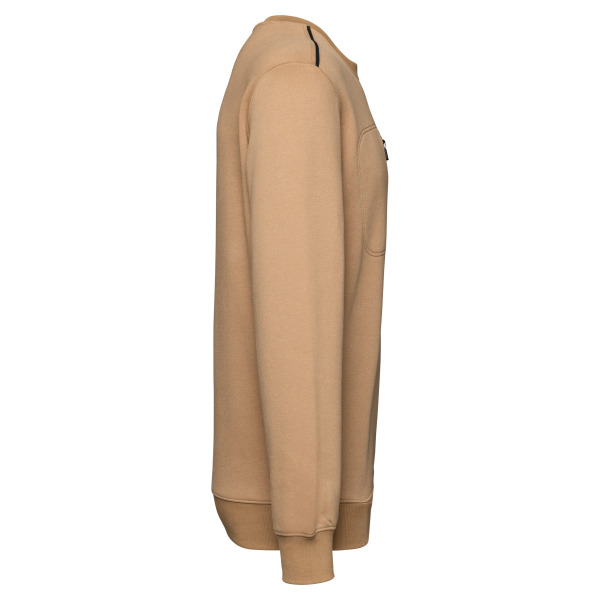 DayToDay unisex sweater met zip contrasterende zak Camel / Black 3XL