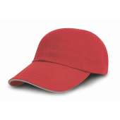 Brushed Cotton Decorator Cap with Sandwich Peak - Red/Putty - One Size