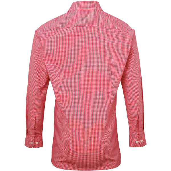 Men's long sleeve microcheck gingham shirt Red XS