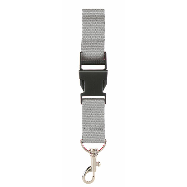 Onbedrukt Breed Keycord met buckle en safety clip - grijs