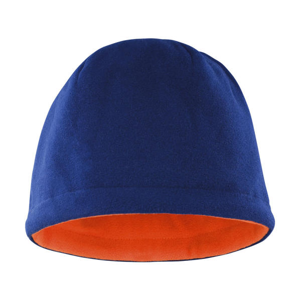 Reversible Fleece Skull Hat - Navy/Orange - One Size