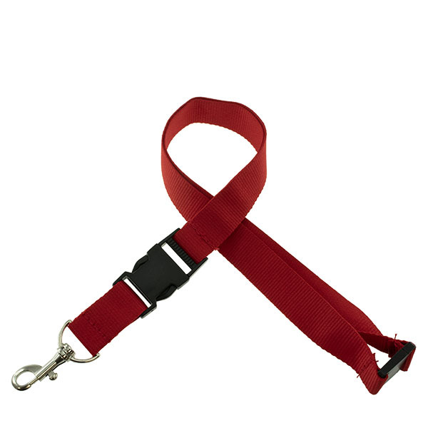 Onbedrukt Breed Keycord met buckle en safety clip - rood