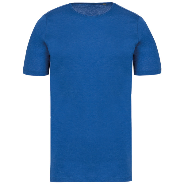Bio T-shirt kraag met onafgewerkte rand korte mouwen Ocean Blue Heather S