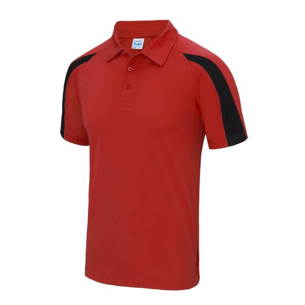 AWDis Cool Contrast Polo Shirt, Fire Red/Jet Black, XXL, Just Cool
