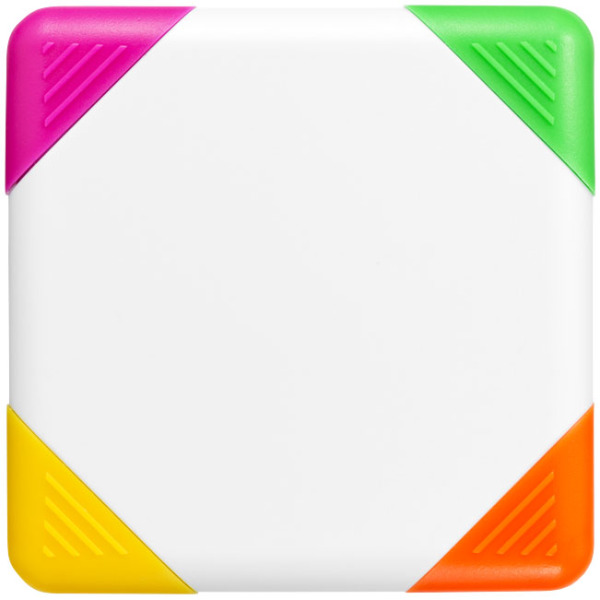Trafalgar vierkante markeerstift met 4 kleuren - Wit