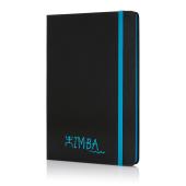 Deluxe hardcover A5 notitie-boek met gekleurde zijde, blauw, zwart