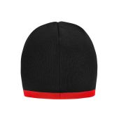 MB7584 Beanie with Contrasting Border zwart/rood one size