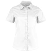 Ladies Short Sleeve Tailored Poplin Shirt, White, 26, Kustom Kit