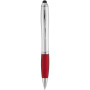 Nash stylus ballpoint with coloured grip - Silver/Red